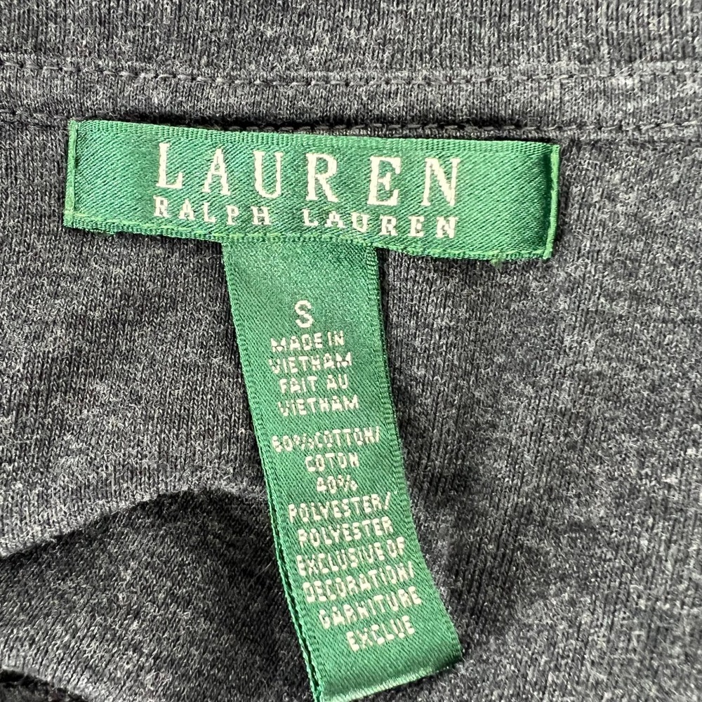 Lauren Ralph Lauren Womens Small Preppy Charcoal Gray Scoop Neck Long Sleeve Top - Picture 3 of 9